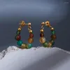 Hoop Earrings Snow Texture Irregular Beaded For Women Elegant Jewelry Design Front And Back Fashion