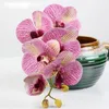 Fleurs décoratives 6 têtes fausses plantes artificielles 3D décoration de Noël pour l'année Phalaenopsis orchidée en soie blanche Vases de maison de mariage