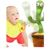 Doldurulmuş Peluş Hayvanlar Dancing Singing Singing Cactus Oyuncak Elektronik Şarkı Potted Erken Eğitim Oyuncakları Çocuklar İçin Funny-Toy 50pcs Dhib0