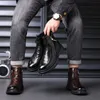 2023 printemps/hiver hommes Chelsea bottes, Style britannique mode bottines, noir Brogues en cuir véritable chaussures décontractées Brouge bottes