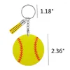 Portachiavi 12 pezzi Softball acrilico e braccialetti intrecciati a mano per regalo di baseball