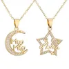 Colares Pingente Presente do Dia das Mães Chique Estrela Lua Mama Carta Necnklace Requintado 18K Banhado A Ouro Charme Gargantilha Para Mãe Jóias Accessori