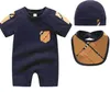 cotton baby Rompers boy girl 1-2 years old newborn luxury Newborn Long sleeve short sleeves kids designer jumpsuit hat Bibs 3 piece set009