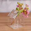 Vases Creative Home Decor Simple Small House Shape Transparent Glass Vase Flower Vases For Dried Flower Bar Restaurant Decoration P230411