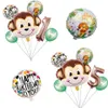 Décoration de fête 1set dessin animé animal brun singe air hélium ballon zoo safari ferme thème décorations d'anniversaire enfants bébé douche T243h