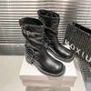 Bottes de moto style Punk pour femmes, chaussures en cuir de styliste, bottes courtes vintage avec boucle en métal, bottines à la mode pour femmes