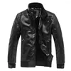 Men's Jackets Motorcycle Jacket Faux Leather Men Solid Color Cold Resistant Zipper Closure