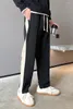 Mäns byxor 2023 Mäns bomullslinne Löst manlig Summer Casual Contrast Color Trousers Wide Leg Streetwear Plus Size V22