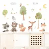 Wall Decor Cartoon Forest Animals Decal for Baby Room Rabbit Bear Watercolor Sticker Children's Nursery Home 230411