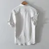 Męskie koszule na luzę Leth Marka Linen T Shirt Men Men Fashion Druku