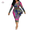 Roupas étnicas Bintarealwax Primavera África Vestidos para Mulheres Vestidos Imprimir Tecido Elegante Roupas Ruffles Africano WY3582