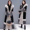 Womek Trench Coats Panie Faux zamsz na polar dla kobiet zimowe termiczne z kapturem z kapturem Fake Fake Sheepskin Parkas Maxi Print Owewear 5232