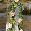 Dekorative Blumen, 2er-Pack, Eukalyptus-Girlande mit Champagner-Rosengrün, Bulk-Kunstseide, Blumenblätter, Ranken (B)