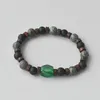 Strand Black Stone Bracelet For Men Lava Wooden 8mm Beads Tibetan Buddha Wrist Chain Women Jewelry Gift Bracelets