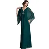 Basit Şifon Gelin Elbiseleri Anne Zemin Uzunluğu V-Grebect A-Line Artı Boyut Boyu Beach Düğün Elbiseleri Uzun Emerald Yeşil Balo Giyim Kadınlar İçin Konuk 2023