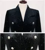 Nieuwe topkwaliteit dames fluwelen blazers beroemde ontwerper dubbele rij knopen slim fit full sky star pailletten jas zilveren gespen reverskraag oversized uitloper jassen 2XL