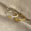 Bagues de cluster Amaiyllis 925 Sterling Silver Light Luxury Yellow Zircon Twist Ring Simple Index Finger Jewelry