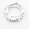 Strand 6mm 8mm 10mm naturstenpärlor Glaze White Howlite Armband för män Kvinnans smyckespresent