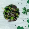 Decorative Flowers 40CM Irish Festival Wreath Clover Ribbon Garland Personalized Themed Party Hanging Ornament For Home Garden Porch Nerg