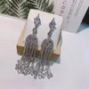 Stud Earrings High Grade Tassel Zircon Half Crown Copper Micro Inlaid Wedding Banquet Women Jewelry