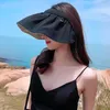 Wide Brim Hats YQYXCY Shell Sun Hat For Women's Uv Protection Summer Beach Cycling Empty Top Female Folding Sunshade