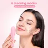 Massageador de face Silicone Electric Cleansing Brush 6 Modos Face Massager Deep Clean Pores Ferramentas de cuidados com a pele Vibração Cleanser Face Brush 230411