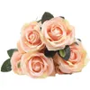 Buquê de 10 cabeças de pano de seda artificial rosa casamento flor de noiva decoração de festa em casa luz pêssego flores decorativas grinaldas 3208