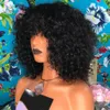 Peruca curta afro encaracolada de densidade 180 para mulheres Bob encaracolado peruca de cabelo humano com franja preta/marrom/vermelha sintética resistente ao calor