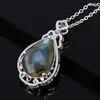 Pendant Necklaces Fashion Necklace Large Pear Shape 13 18MM Labradorite Blue Sandstone Gift