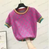 Camiseta para mujer Tejidos para mujer Camisetas Coloridas Jacquard Flor Camiseta de manga corta Suéter femenino Tops Tee Chic Ropa de mujer T230412