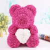 40 cm Artificial Rose Heart Teddy Bear Handmade Bear of Roses for Women Valentine's Day Wedding Bithday Gift Drop 295a