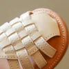 Sandals Vintange Weave Solid Girl's Sandals Closed Toe Sandals for Girl Kids Baby Flat Girls Sandals Summer Kids Shoes F02234 230412