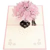 Feito à mão romântico aniversário cartão de namoro para marido esposa namorado namorada-árvore de flor de cerejeira com greeti228u