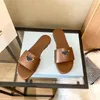 Designer Slides Women Embroidered Fabric Slippers Metallic Slide Sandals Luxury P Sandal Triangle Chunky Heels Fashion Summer Beach Low Heel Shoes RG05