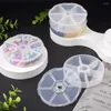 Jewelry Pouches 4Pcs White Round Plastic Bead Containers 6 Compartment Flip Top Storage Box Packaging Organizer