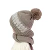 Beanies Beanie/Skull Caps In 1 Winter Parent-Child Knitted Hooded Scarf Beanie Mother-barn Hatt Hal Warmer With Pompom varm öronmuff