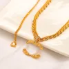 Diseñador 18K chapado en oro C-Letra Collares pendientes Cadena Crysatal Rhinestone Gargantilla de acero inoxidable Collares de marca para mujeres Joyería del banquete de boda Regalos de pareja