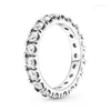Ringos de cluster autênticos 925 Sterling Silver Triple Spiral Row Eternity Ring for Women Wedding Party Europe Jóias