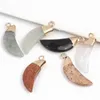 Pendant Necklaces 27x10mm Natural Stone Meniscus Shape Agate Jade Quartz Crystal Jewelry Making For Diy Necklace Accessories Supplies