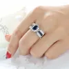 Wedding Rings Elegant Female Prong Blue CZ Yellow Gold Plated Jewelry For Women Birth Stone Gift