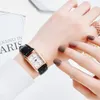 Montre-bracelets Fashion Square Dial Black Leather Quartz Watches for Women Business Casual Business Robe Horloge Dames Wrist Relogio