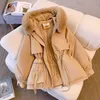 Parka frauen Winter 2023 Neue Abnehmen unten Baumwolle Gefütterte Kleidung Modische Alle Passenden Fleece Verdickt Pelzmantel