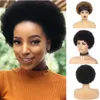 Perruques de cheveux naturels courts bouclés humains Afro crépus pour femmes noires Turban bandeau perruque couleur marron pas cher 230412