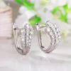 Boucles d'oreilles créoles CAOSHI brillant femme bijoux de tous les jours avec des accessoires de couleur argent zircon éblouissant pour la fête de cérémonie de mariage