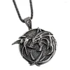 Pendentif Colliers Vintage Viking Wolf Médaillon Collier rond pour hommes Tête en métal Swallow Chaîne Fans Cosplay Bijoux Cadeaux