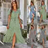 Casual jurken Vintage Floral for Women Elegant Loose Slit Dress Summer Beach Holiday Leisure Long Female 230412