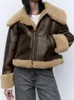 Женское меховое пальто, женский пиджак, толстая теплая куртка из искусственной кожи, женская уличная одежда, пальто на молнии, винтажная верхняя одежда, осенне-зимняя верхняя одежда