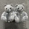 Vendedor quente Teddy Bear Slipper Bordado Bolsa de olhos e chinelos de pelúcia de pelúcia