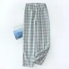 Men's Sleepwear Casual Baggy Home Wear Elastic Waist Plaid Soft Breathable Pajama Sleep Bottoms Pants Trousers Clothing