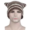 HBP Handmade Striped Contrasting Cowhorn Wool Personalized Knitted Pullover Adult Demon Pointed Hat, Headband Hat Trend